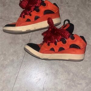 Stylish Orange and Black Kids Sneakers